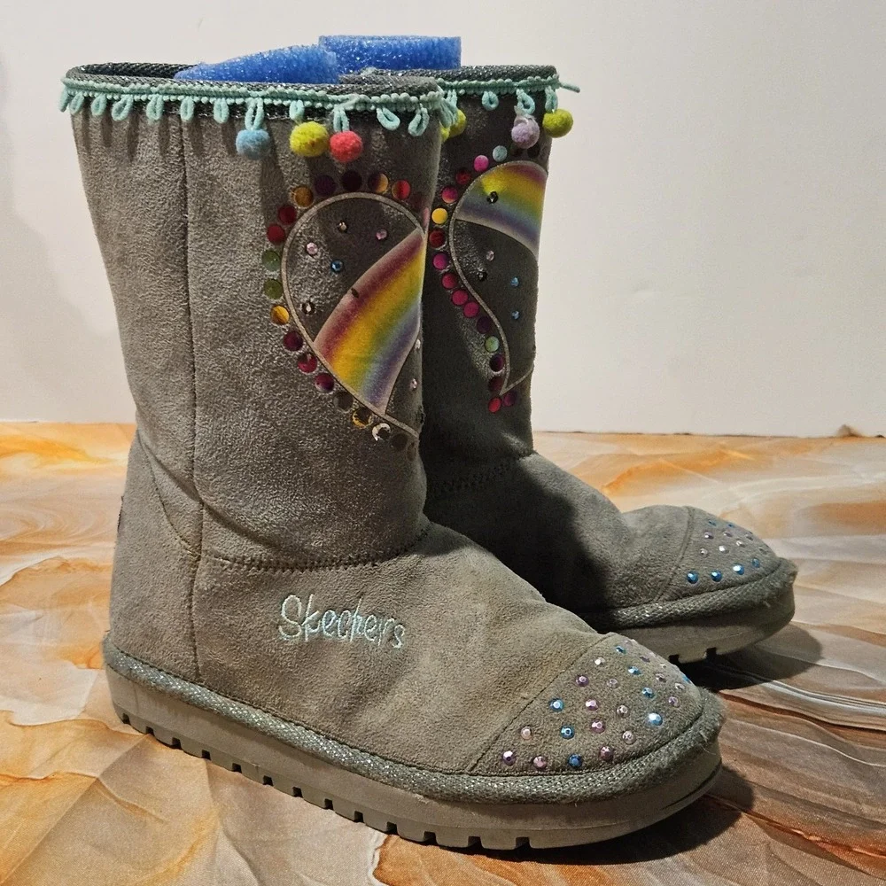 Skechers Twinkle Toes Girls Boots Size 1 Rainbow Light Up One Light Works